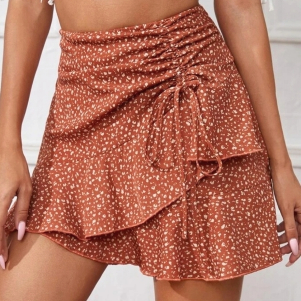 Wrap Tie Side Mini Skirt - Picture 2 of 5